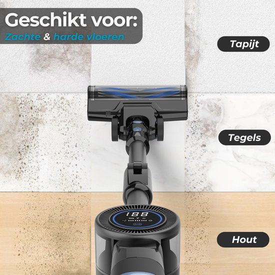 Sanovy Turbo Flex X28 Steelstofzuiger Draadloos - Zonder Zak - Op Accu - 350W - 28Kpa - Met Opzetstukken - Draadloze Stofzuiger Zonder Zak