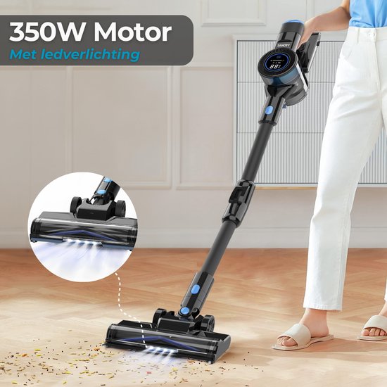 Sanovy Turbo Flex X28 Steelstofzuiger Draadloos - Zonder Zak - Op Accu - 350W - 28Kpa - Met Opzetstukken - Draadloze Stofzuiger Zonder Zak